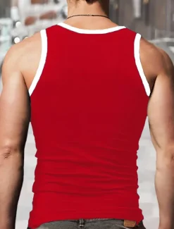 Men's Tank Top Sleeveless U Neck Summer Color Block Fashion Designer Muscle Outdoor Going out Gym Black Red Royal Blue Top Tee for Men