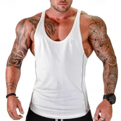 Men's Tank Top Tank Undershirt Crew Neck Sleeveless Sport Casual Daily Gym Breathable Soft Plain Black White Activewear Fashion Basic