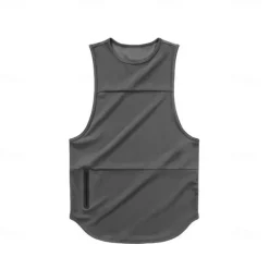 Men's Tank Top Undershirt Sleeveless Shirt Gym Muscle Tee Sleeveless Crewneck Summer Plain Fashion Designer Muscle Double Sided Zipper Outdoor Going out Gym Black White Gray Top Tee for Men