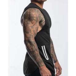 Men's Tank Top Undershirt Sleeveless Shirt Gym Muscle Tee Sleeveless Crewneck Summer Plain Fashion Designer Muscle Double Sided Zipper Outdoor Going out Gym Black White Gray Top Tee for Men