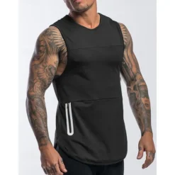 Men's Tank Top Undershirt Sleeveless Shirt Gym Muscle Tee Sleeveless Crewneck Summer Plain Fashion Designer Muscle Double Sided Zipper Outdoor Going out Gym Black White Gray Top Tee for Men