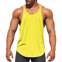 Men's Tank Top Vest Top Sleeveless Shirt Sleeveless Crewneck Summer Plain Fashion Streetwear Workout Sports & Outdoor Athleisure Gym Black White Yellow Top Tee for Men