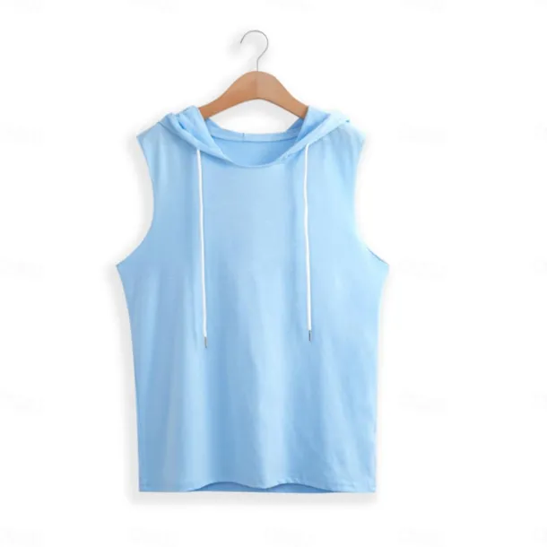Men's Tank Top Vest Top Sleeveless Hoodie Sleeveless Shirt Sleeveless Hooded Summer Plain Fashion Designer Muscle Outdoor Going out Gym White Light Blue Gray Top Tee for Men