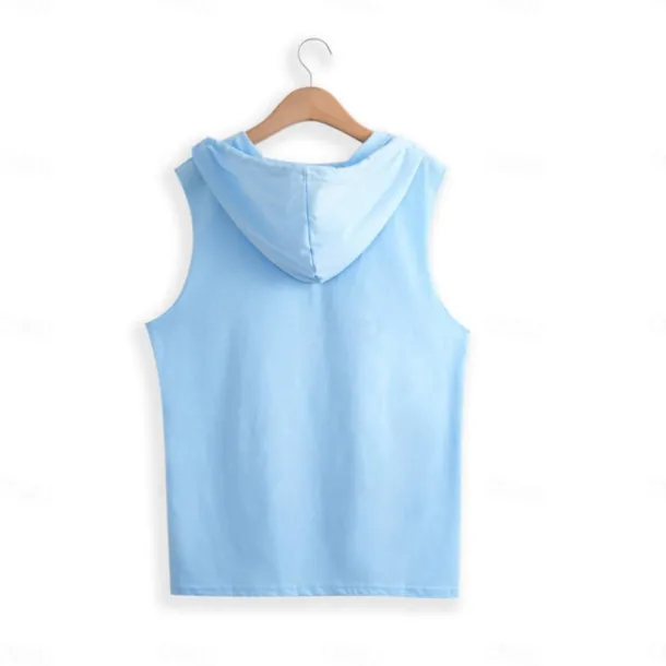 Men's Tank Top Vest Top Sleeveless Hoodie Sleeveless Shirt Sleeveless Hooded Summer Plain Fashion Designer Muscle Outdoor Going out Gym White Light Blue Gray Top Tee for Men