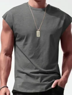 Men's Tank Top Vest Top Undershirt Sleeveless Shirt Plain Crew Neck Outdoor Going out Sleeveless Clothing Apparel Fashion Designer Muscle