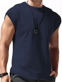 Men's Tank Top Vest Top Undershirt Sleeveless Shirt Plain Crew Neck Outdoor Going out Sleeveless Clothing Apparel Fashion Designer Muscle