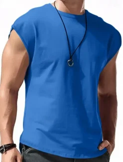 Men's Tank Top Vest Top Undershirt Sleeveless Shirt Plain Crew Neck Outdoor Going out Sleeveless Clothing Apparel Fashion Designer Muscle