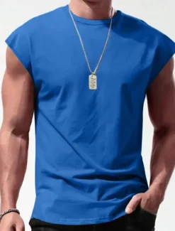 Men's Tank Top Vest Top Undershirt Sleeveless Shirt Plain Crew Neck Outdoor Going out Sleeveless Clothing Apparel Fashion Designer Muscle