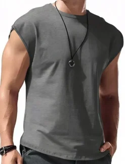 Men's Tank Top Vest Top Undershirt Sleeveless Shirt Plain Crew Neck Outdoor Going out Sleeveless Clothing Apparel Fashion Designer Muscle