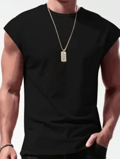 Men's Tank Top Vest Top Undershirt Sleeveless Shirt Plain Crew Neck Outdoor Going out Sleeveless Clothing Apparel Fashion Designer Muscle