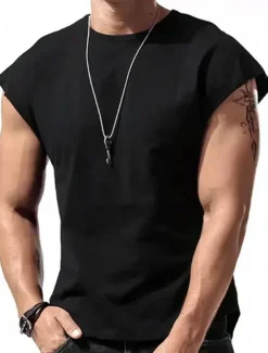 Men's Tank Top Vest Top Undershirt Sleeveless Shirt Plain Crew Neck Outdoor Going out Sleeveless Clothing Apparel Fashion Designer Muscle