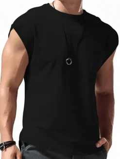 Men's Tank Top Vest Top Undershirt Sleeveless Shirt Plain Crew Neck Outdoor Going out Sleeveless Clothing Apparel Fashion Designer Muscle