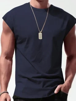 Men's Tank Top Vest Top Undershirt Sleeveless Shirt Plain Crew Neck Outdoor Going out Sleeveless Clothing Apparel Fashion Designer Muscle