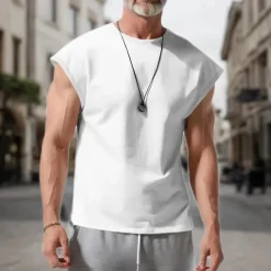 Men's Tank Top Vest Top Undershirt Sleeveless Shirt Sleeveless Crew Neck Spring & Summer Plain Fashion Designer Basic Vacation Street Going out White Wine Dark Navy Top Tee for Men