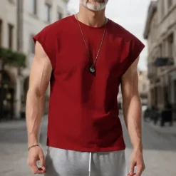 Men's Tank Top Vest Top Undershirt Sleeveless Shirt Sleeveless Crew Neck Spring & Summer Plain Fashion Designer Basic Vacation Street Going out White Wine Dark Navy Top Tee for Men