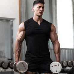 Men's Tank Top Vest Top Undershirt Sleeveless Shirt Sleeveless V Neck Summer Plain Sports Fashion Lightweight Vacation Casual Holiday Black White Army Green Top Tee for Men