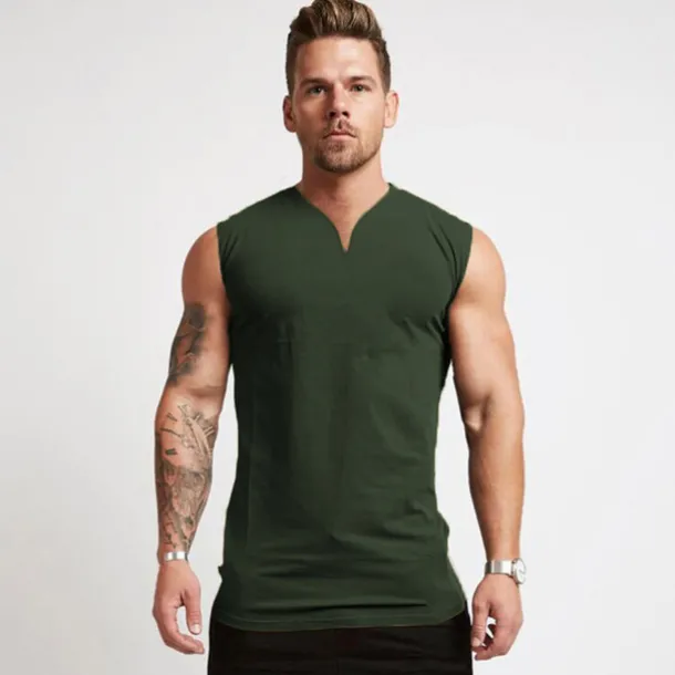 Men's Tank Top Vest Top Undershirt Sleeveless Shirt Sleeveless V Neck Summer Plain Sports Fashion Lightweight Vacation Casual Holiday Black White Army Green Top Tee for Men