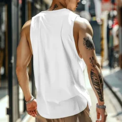 Men's Tank Top Vest Top Undershirt Sleeveless Shirt Sleeveless Crew Neck Summer Plain Fashion Designer Muscle Pocket Outdoor Going out Gym White Blue Gray Top Tee for Men