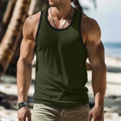 Men's Tank Top Vest Top Undershirt Sleeveless Shirt Sleeveless Crew Neck Summer Plain Fashion Designer Muscle Outdoor Going out Gym Black White Blue Top Tee for Men