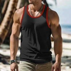 Men's Tank Top Vest Top Undershirt Sleeveless Shirt Sleeveless Crew Neck Summer Plain Fashion Designer Muscle Outdoor Going out Gym Black White Blue Top Tee for Men