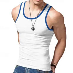 Men's Tank Top Vest Top Undershirt Sleeveless Shirt Sleeveless Crew Neck Summer Plain Fashion Designer Muscle Outdoor Going out Gym Black White Red Top Tee for Men