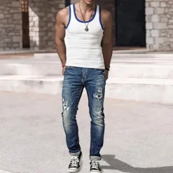 Men's Tank Top Vest Top Undershirt Sleeveless Shirt Sleeveless Crew Neck Summer Plain Fashion Designer Muscle Outdoor Going out Gym Black White Red Top Tee for Men