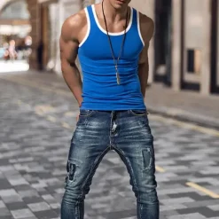 Men's Tank Top Vest Top Undershirt Sleeveless Shirt Sleeveless Crew Neck Summer Plain Fashion Designer Muscle Outdoor Going out Gym Black White Red Top Tee for Men