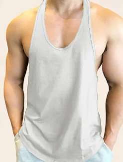 Men's Tank Top Vest Top Undershirt Sleeveless Shirt Sleeveless Crew Neck Summer Plain Fashion Designer Muscle Outdoor Going out Gym Black White Gray Top Tee for Men
