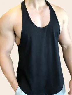 Men's Tank Top Vest Top Undershirt Sleeveless Shirt Sleeveless Crew Neck Summer Plain Fashion Designer Muscle Outdoor Going out Gym Black White Gray Top Tee for Men