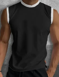 Men's Tank Top Vest Top Undershirt Sleeveless Shirt Color Block Crew Neck Outdoor Going out Sleeveless Clothing Apparel Fashion Designer Muscle