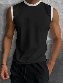 Men's Tank Top Vest Top Undershirt Sleeveless Shirt Color Block Crew Neck Outdoor Going out Sleeveless Clothing Apparel Fashion Designer Muscle