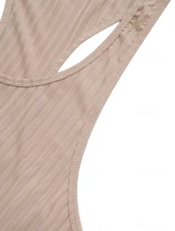 Men's Tank Top Vest Top Undershirt Sleeveless Shirt Sleeveless U Neck Summer Spring Striped Fashion Streetwear Sport Indoor Casual Daily Black White Dark Navy Top Tee for Men