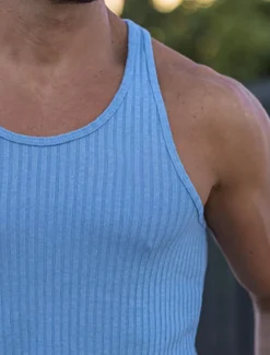 Men's Tank Top Vest Top Undershirt Sleeveless Shirt Sleeveless U Neck Summer Spring Striped Fashion Streetwear Sport Indoor Casual Daily Black White Dark Navy Top Tee for Men