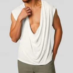 Men's Tank Top Vest Top Undershirt Sleeveless Shirt Sleeveless Deep V Summer Plain Fashion Designer Basic Classic Vacation Street Going out Black White Green Top Tee for Men