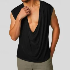 Men's Tank Top Vest Top Undershirt Sleeveless Shirt Sleeveless Deep V Summer Plain Fashion Designer Basic Classic Vacation Street Going out Black White Green Top Tee for Men
