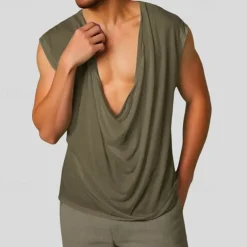 Men's Tank Top Vest Top Undershirt Sleeveless Shirt Sleeveless Deep V Summer Plain Fashion Designer Basic Classic Vacation Street Going out Black White Green Top Tee for Men