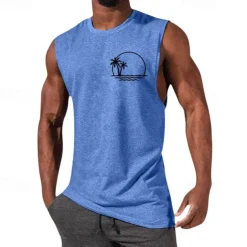 Men's Tank Top Vest Top Undershirt Sleeveless Shirt Sleeveless Crewneck Summer Graphic Fashion Designer Vacation Street Going out Black White Red Top Tee for Men