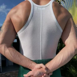 Men's Tank Top Vest Top Undershirt Sleeveless Shirt Sleeveless Crew Neck Summer Plain Pit Strip Fashion Designer Muscle Outdoor Going out Gym White Top Tee for Men