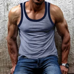 Men's Tank Top Vest Top Undershirt Sleeveless Shirt Sleeveless Crew Neck Summer Plain Fashion Designer Muscle Outdoor Going out Gym Black White Brown Top Tee for Men