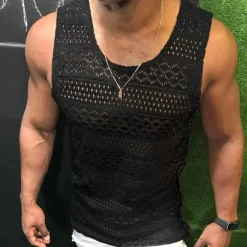 Men's Tank Top Vest Top Undershirt Sleeveless Shirt Sleeveless Crew Neck Summer Solid Color Fashion Casual Breathable Outdoor Street Casual Black White Pink Top Tee for Men