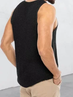 Men's Tank Top Vest Top Undershirt Sleeveless Shirt Sleeveless Crew Neck Summer Solid Color Sports Fashion Lightweight Vacation Casual Daily Black White Brown Top Tee for Men