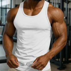 Men's Tank Top Vest Top Undershirt Sleeveless Shirt Sleeveless Crewneck Spring & Summer Plain Pattern Fashion Designer Vacation Street Going out Black White Royal Blue Top Tee for Men