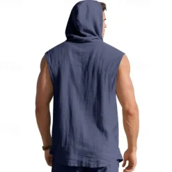 Men's Tank Top Vest Top Undershirt Sleeveless Shirt Sleeveless Hooded Summer Plain Fashion Designer Basic Buttons Vacation Street Going out Black White Yellow Top Tee for Men