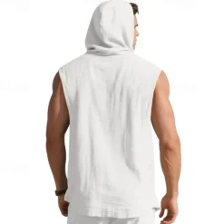 Men's Tank Top Vest Top Undershirt Sleeveless Shirt Sleeveless Hooded Summer Plain Fashion Designer Basic Buttons Vacation Street Going out Black White Yellow Top Tee for Men