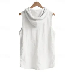 Men's Tank Top Vest Top Undershirt Sleeveless Shirt Sleeveless Hooded Summer Plain Fashion Designer Basic Buttons Vacation Street Going out Black White Yellow Top Tee for Men