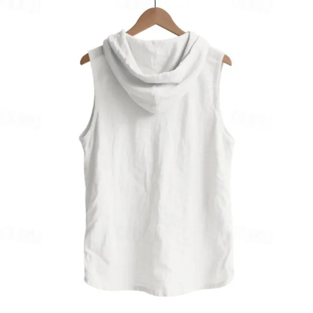 Men's Tank Top Vest Top Undershirt Sleeveless Shirt Sleeveless Hooded Summer Plain Fashion Designer Basic Buttons Vacation Street Going out Black White Yellow Top Tee for Men