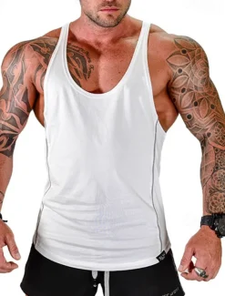 Men's Tank Top Vest Top Undershirt Sleeveless Shirt Sleeveless U Neck Summer Color Block Fashion Designer Basic Vacation Street Going out Black White Red Top Tee for Men