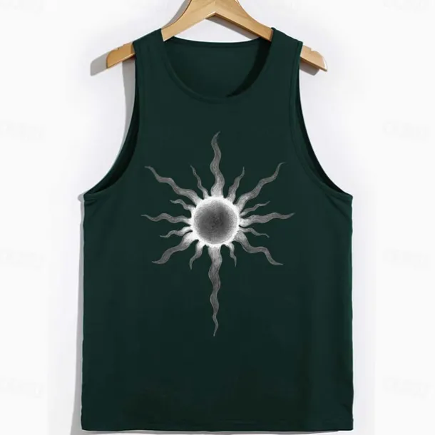 Men's Tank Top Vest Top Undershirt Short Sleeve Crew Neck Spring & Summer Graphic Coconut Tree Fashion Hawaiian Casual Print Street Daily Beach White Top Tee for Men