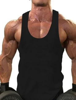 Men's Tank Top Vest Top Undershirt Sleeveless Shirt Sleeveless Round Neck Solid Colored Muscle Sports Gym Black White Yellow Top Tee for Men