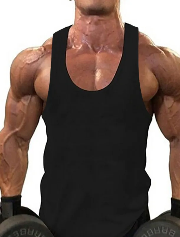 Men's Tank Top Vest Top Undershirt Sleeveless Shirt Sleeveless Round Neck Solid Colored Muscle Sports Gym Black White Yellow Top Tee for Men